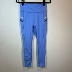Fabletics Women's Trinity Motion 365 Leggings Blue Workout Pockets Stretch Small